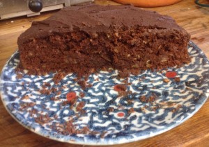 The remains of a chocolate courgette cake