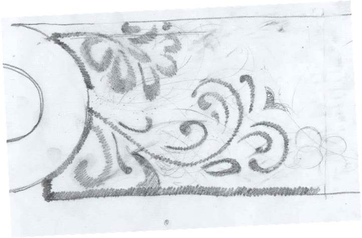 A couple of early sketches for the scheme showing the genesis of the patterns.