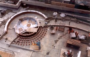 Taken during construction. You can see the gullies as small black circles dropping through the slab.