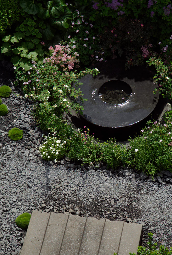 water feature maggie's garden