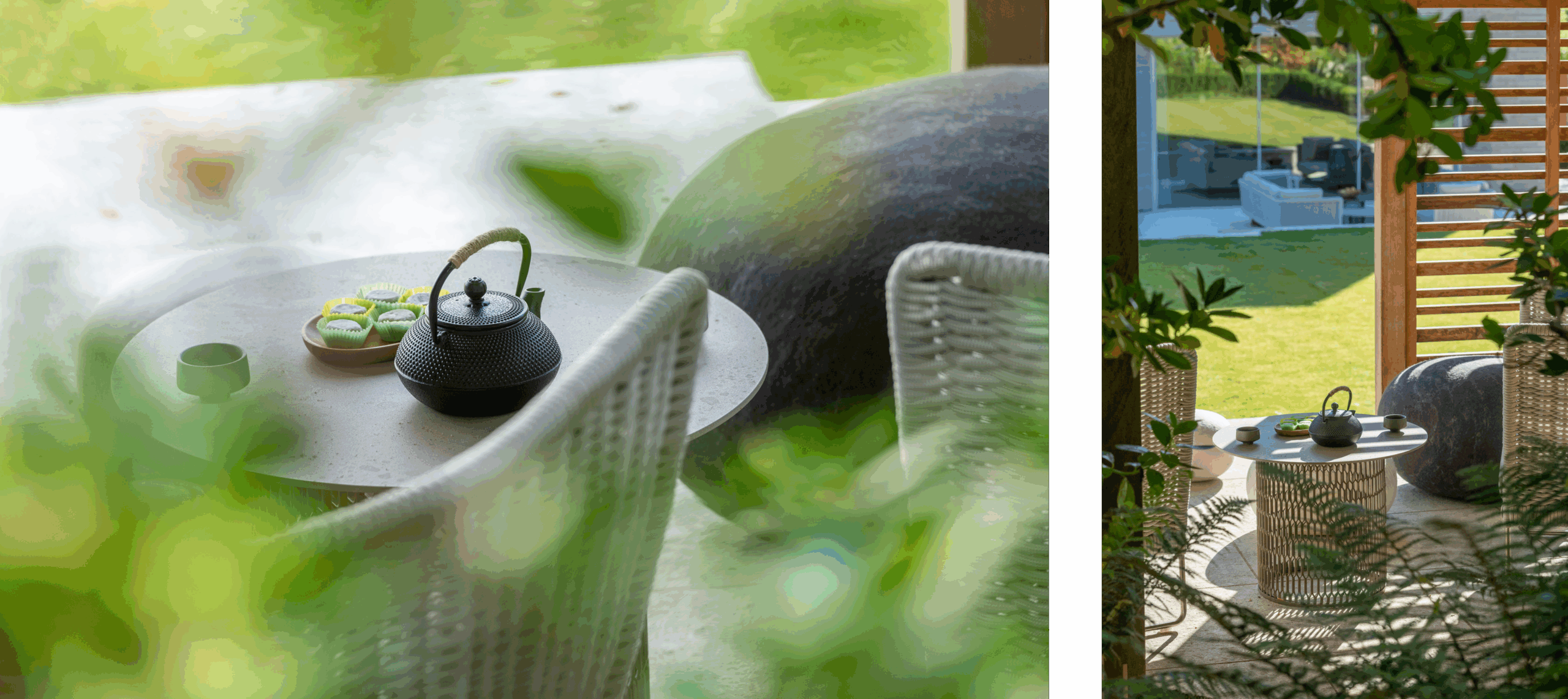 An image of the complimentary furniture details in the Japanese teahouse
